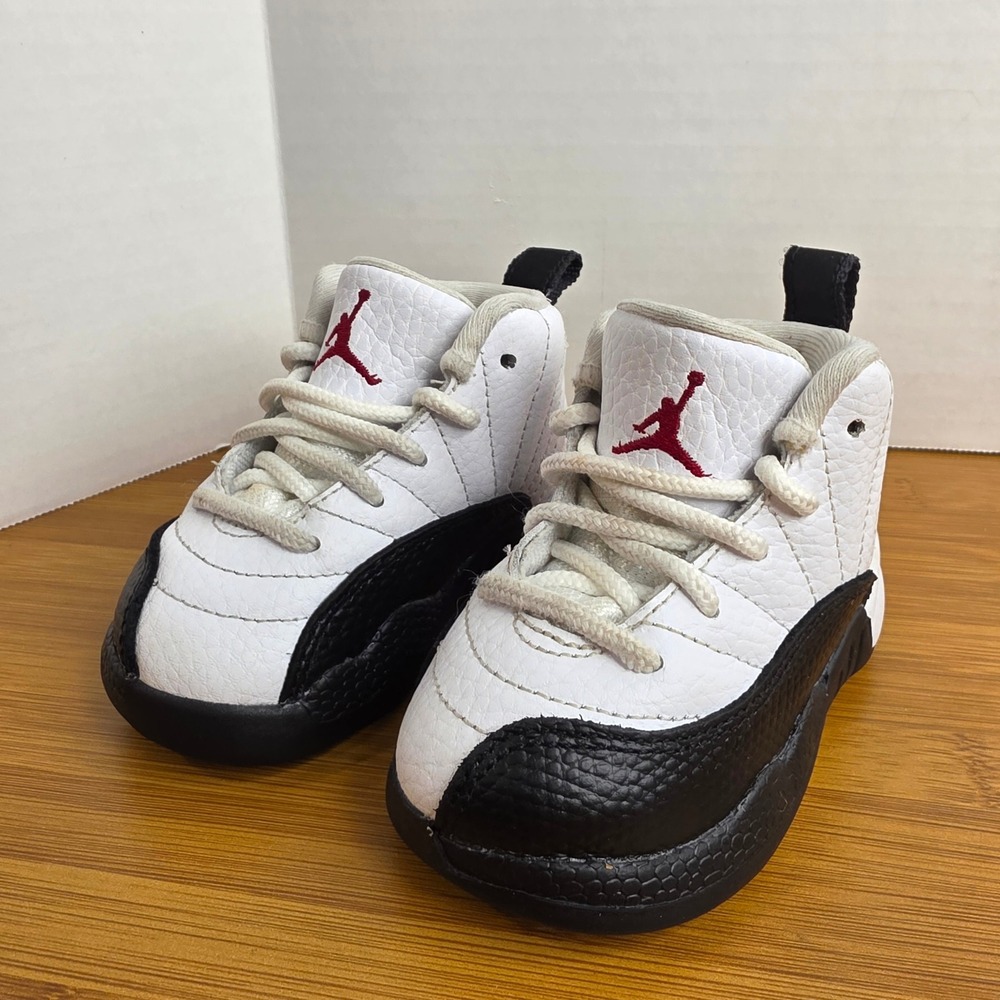 Jordan 12 Retro Taxi Toddler Shoes White Black Red 850000-162 Size 5C